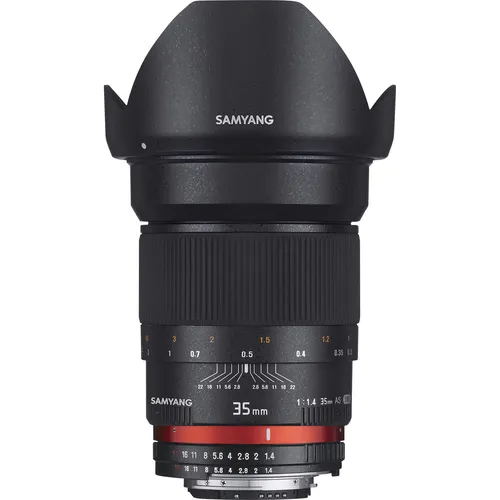 Samyang 35mm f/1.4 AE AS UMC Objektiv für Nikon - Objektiv für Nikon mit einer maximalen Blende von f/1,4, ideal für kreative Fotografie bei schwachem Licht und beeindruckende Schärfentiefe.