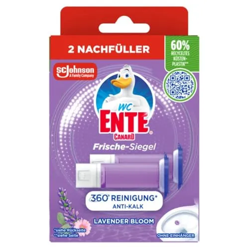 WC-Ente Frische-Siegel Nachfüller, körbchenloser WC-Reiniger, WC Duft, Lavender Bloom, 2 Nachfüller (2 Stück)
