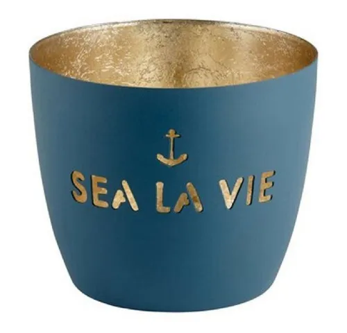 Giftcompany Kerzenhalter Windlicht Madras Sea La Vie Petrol Gold