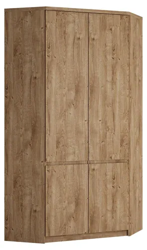 Lomadox FORTALEZA-129 Eckkleiderschrank in Eiche Nb. - 95x200x95 cm - Stilvoller Eckkleiderschrank in braun, ideal für platzsparende Lösungen. Mit griffloser Optik und melaminharzbeschichteten Flächen für eine langlebige Nutzung. Selbstmontage.