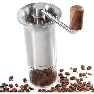 Zassenhaus Kaffeemühle Barista - Hochwertige manuelle Kaffeemühle aus Edelstahl und Glas, mit präzisem Hochleistungsmahlwerk und feinen Mahlgradeinstellungen für perfekten Kaffeegenuss.