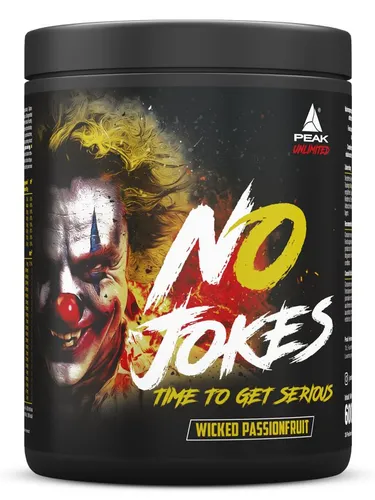 Peak No Jokes - 600g Wicked Passionfruit - Sportnahrung mit individuell dosierbarem Pre Workout Produkt, ideal für Athleten aller Leistungsstufen. Enthält hochwertige Inhaltsstoffe wie Arginin und Koffein für maximale Leistung.