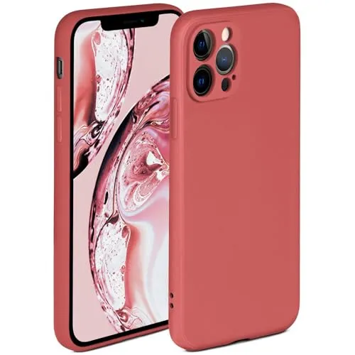 ONEFLOW Soft Case für iPhone 12 Pro Hülle aus Silikon mit Kameraschutz, Silikonhülle mit erhöhtem Schutz fürs Display, Backcover Schutzhülle, weiche Handyhülle, Rot