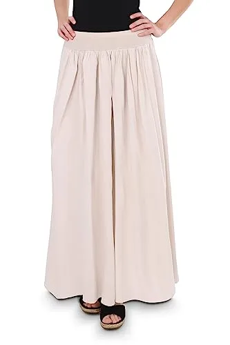 Malito Damen Maxi Rock - Blickdichter Sommerrock mit elastischem Bund (beige) - Röcke für Damen, aus 95% Baumwolle für höchsten Tragekomfort, ideal für warme Tage und vielseitig kombinierbar.
