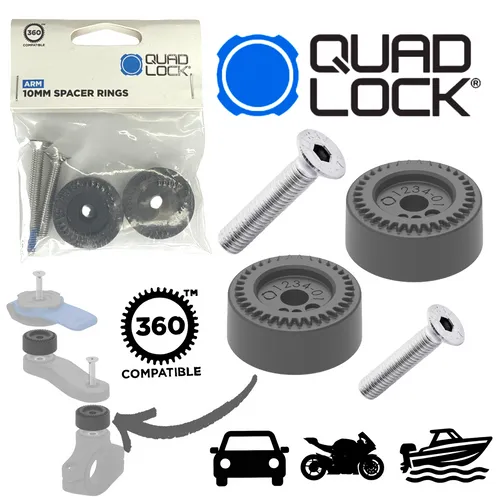 QUAD LOCK 360 Spacer10mm Abstandshalter Motorrad Lenker Halter Erhöhung 2 Stück