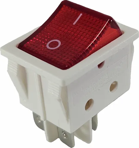 Wippschalter weiß, 4 Pin 16A 250VAC 30x22mm Rote Wippe beleuchtet