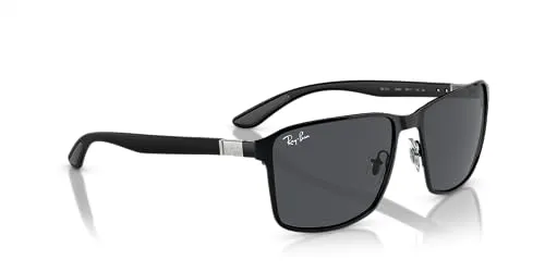Ray-Ban RB3721 Unisex-Sonnenbrille - Sportbrille mit quadratischem Vollrand-Design, schwarzem Metall-Gestell und grauen Polycarbonat-Gläsern für optimalen UV-Schutz und stilvollen Look.