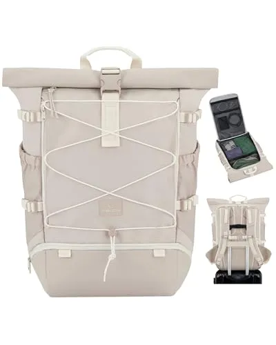 Johnny Urban Reiserucksack Travel Allen Large - Rucksack in Sandfarbe, wasserabweisend und mit flexiblem Design. Ideal für Reisen oder den Alltag, bietet Platz für Laptops bis 17 Zoll und hat ein Volumen von 45 l.