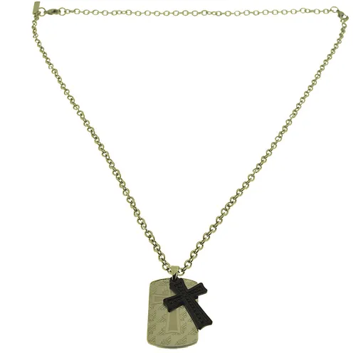 Police Herren-Ketten Edelstahl PJ.26384PSSB/01 - Stilvolles Amulett - Halskette mit rechteckigem Edelstahl-Amulett, 50 cm lange Bar-/Gliederkette, ideal für modische Akzente im Alltag.