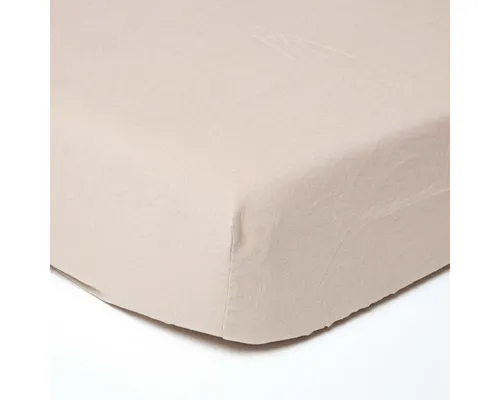 Homescapes Spannbettlaken Leinen extra hoch - Beige-Natur, 90 x 190 cm - Hochwertiges Spannbettlaken aus 60% Leinen und 40% Baumwolle, extra hoch für Matratzen bis 46 cm. Atmungsaktiv und strapazierfähig – perfekt für jede Jahreszeit.