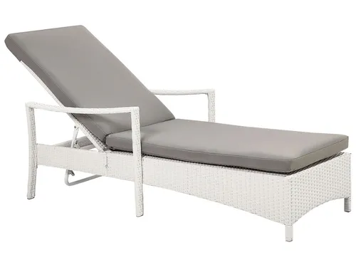 Produktbild BELIANI Gartenliege weiß/grau Rattan