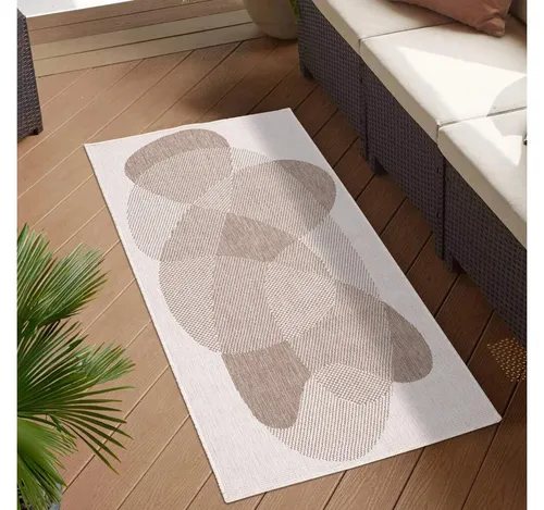 carpet city Outdoor-Teppich Beige 80x150 cm - Wendeteppich für drinnen und draußen, beidseitig verwendbar und UV-beständig, ideal für Garten oder Balkon, pflegeleicht und langlebig.