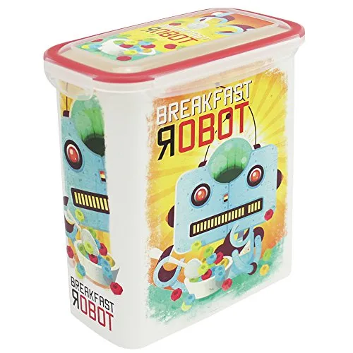 com-four® Retro Vorratsdose, Frischhaltedose Robot, Lebensmittelecht, bis zu 2,5 Liter, 20,2 x 19 x 11,5 cm