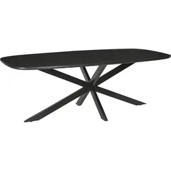 Livingfurn Jesper Esstisch – Dänisches Ovaldesign aus schwarzem Mangoholz - Eleganter Esstisch mit ovaler Form aus hochwertigem Mangoholz und stabilem Stahlgestell. Ideal für stilvolle Essbereiche und gesellige Runden.