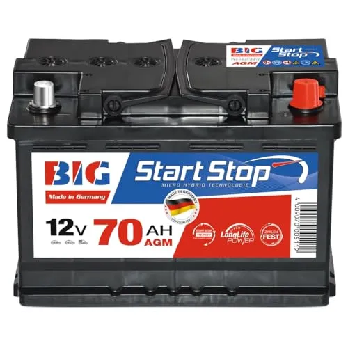 BIG Start-Stop AGM 12V 70Ah 800A/EN Autobatterie – Wartungsfreie Premium Starterbatterie für moderne Fahrzeuge