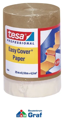 tesa 4364 Premium Malerkrepp mit Abdeckpapier 25 m x 0,18 m = 4,5 m² /#870771