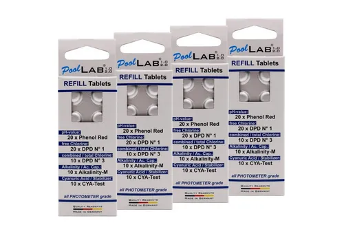 Refill Pack für PoolLAB - MediMuc Edition - 280 Tabletten - Praktisches Nachfüllpack mit 280 hochwertigen Testtabletten für PoolLAB, ideal zur präzisen Wasseranalyse. Enthält DPD-, pH- und Alkalinitätstests für optimale Ergebnisse.