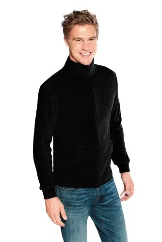 Doppel-Fleece Jacke Herren, Schwarz-Hellgrau, XL