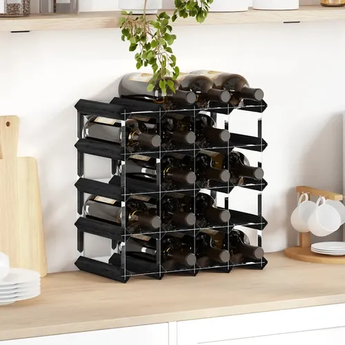 Weinregal für 20 Flaschen Schwarz Massivholz Kiefer