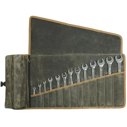 Kaaltisy Leinwand Werkzeugrolle, 16OZ gewachstem Segeltuch Wrench Roll