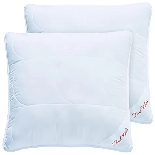 CelinaTex First Class Kopfkissen 2er Set 80 x 80 cm Mikrofaser Kissen Hohlfaser Nackenkissen atmungsaktiv Kochfest