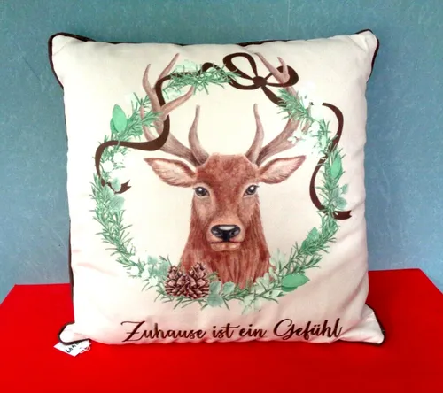 Deko Kissen Dekokissen Stoff Kissen Hirschkopf 