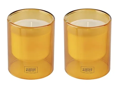 Schöner Wohnen Kollektion Duftkerze Mod. Vanilla L, 2er Set - Kerzen im Glas mit erlesenem Vanille-Duft für Wärme und Behaglichkeit. Wiederverwendbares, honigfarbenes Glas – perfekt als Geschenk!