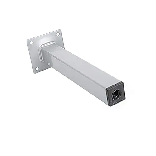 Möbelfuss Tischbein Weiß Silber oder Schwarz Eckig 400mm x 25mm x 25mm (Silber)