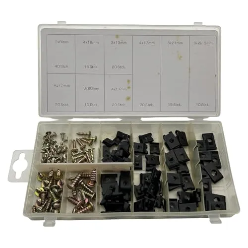 Alkan Karosserie-Sortiment – 170-tlg. | Dämpfungsscheiben, Karosserieklemmen & Schrauben Set – inkl. Sortimentskasten