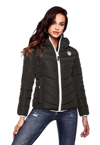 Navahoo Damen Jacke Steppjacke Übergangsjacke gesteppt Stepp Herbst B675 [B675-Elv-Schwarz-Gr.XXL]