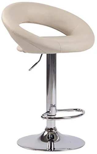 CLP Barhocker Olinda - Höhenverstellbar & Drehbar in Creme-Chrom - Stylischer Barhocker in Kunstleder, höhenverstellbar und um 360° drehbar. Ideal für komfortables Sitzen über Stunden dank bequemer Polsterung und stabiler Bauweise.