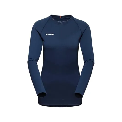 Mammut Trift Longsleeve Women marine (5118) XS - Damen Midlayer für Skitouren und Freeskiing, atmungsaktiv mit innovativem Merinowolle-Polyamid-Mix für optimale Wärme und Feuchtigkeitsmanagement.