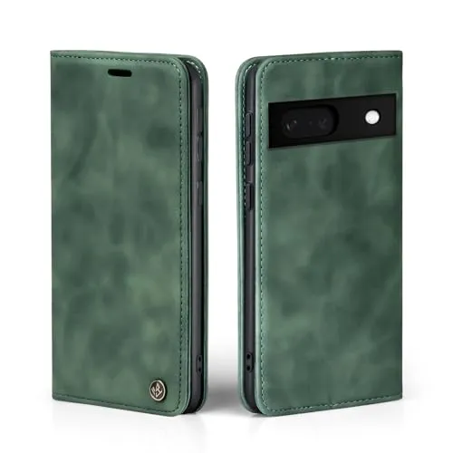 LBH Handyhülle für Google Pixel 7a in Grün mit Karten- und Geldfach Smartphone Hülle mit Standfunktion Flip Case Schutzhülle Magnetverschluss Vintage