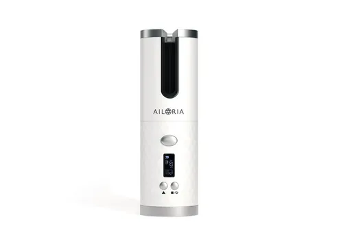 Ailoria Kabelloser Auto-Curler Weiß - Kabelloser Lockenstab mit Keramikbeschichtung für schonendes Styling, ideal für alle Haartypen. Erstellen Sie in Sekunden luxuriöse Locken überall dank USB-Akku und flexibler Temperatur- und Timer-Einstellungen.