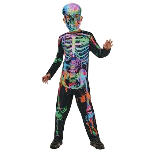Rubie's 1001437XS000 Bonesky Graffiti Skeleton Kinderkostüm, Jungen, Mehrfarbig, 5–6 Jahre Karneval