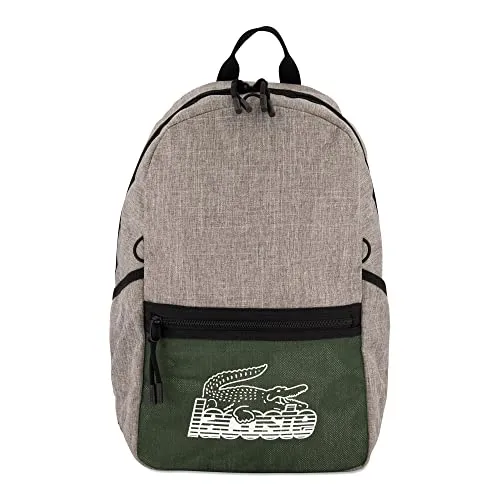 Lacoste Herren Fashion Rucksack Backpack,100% recyceltes Polyester, Rucksack Backpack modisch,GRAU/GRÜN (L62),Einheitsgröße (One Size)