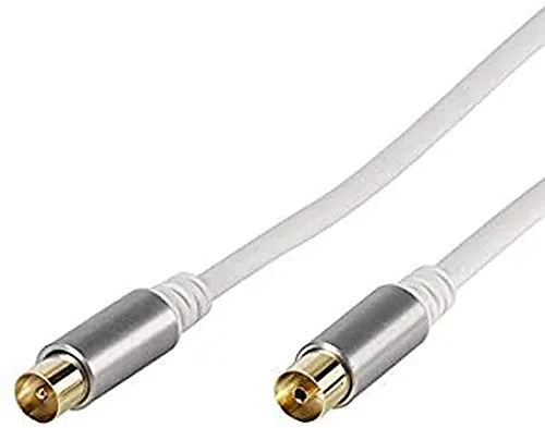 Vivanco 43151 2 m weiß Kabel Koaxial – Kabel Koaxial (Gold, recht, recht, 2 m, männlich/männlich, weiß)