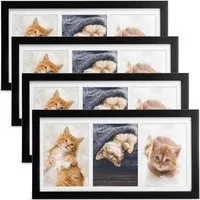 Bomoe Galeria Bilderrahmen Set für 3 Bilder 10x15cm Schwarz - Elegantes Bilderrahmen Set aus MDF-Holz und bruchsicherem Kunststoffglas. Inklusive Passepartouts für kreative Gestaltung. Ideal für Fotos, Kunstwerke und mehr – für eine stilvolle Wanddekoration.