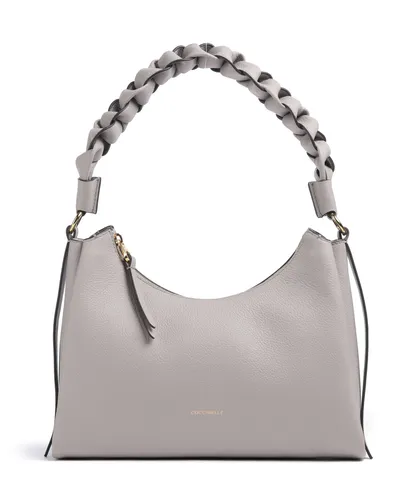 Coccinelle Boheme Grana Double Schultertasche - Damen - hellgrau - Elegante Schultertasche aus genarbtem Leder, ideal für jeden Anlass. Praktische Größe und stilvolles Design machen sie zum perfekten Begleiter.