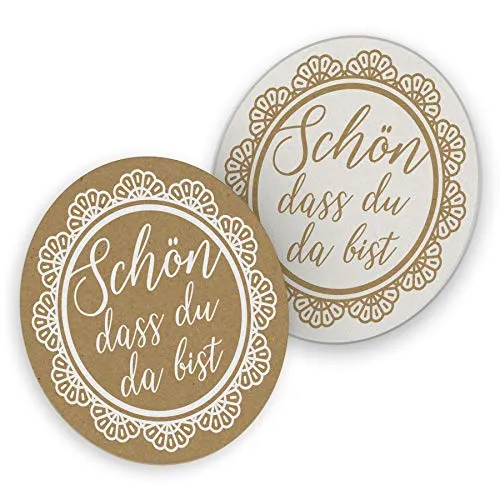 Produktbild itenga 40x Bierdeckel Untersetzer aus Pappe I Schön DASS du da bist Vintage Spitze I rund, Ø 10,7 cm I ideal als Untersetzer bei Allen Anlässen