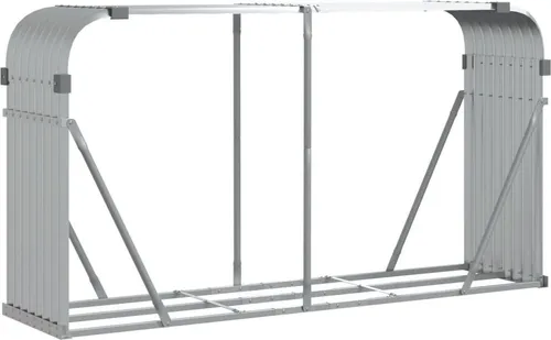 vidaXL Kaminholzunterstand Silbern 180x45x100 cm - Verzinkter Stahl, robust und wetterfest für optimale Holzaufbewahrung