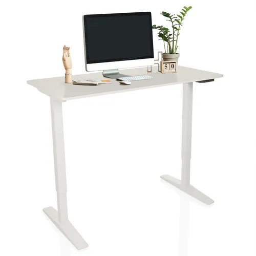 hjh OFFICE Elektrisch höhenverstellbarer Schreibtisch 120x60 cm - Ergonomischer Kinderschreibtisch mit elektrischer Höhenverstellung von 75 bis 120 cm, ideal für flexibles Arbeiten und Lernen. Stabiler T-Fuß aus pulverbeschichtetem Stahl und großzügige Arbeitsfläche aus MDF.