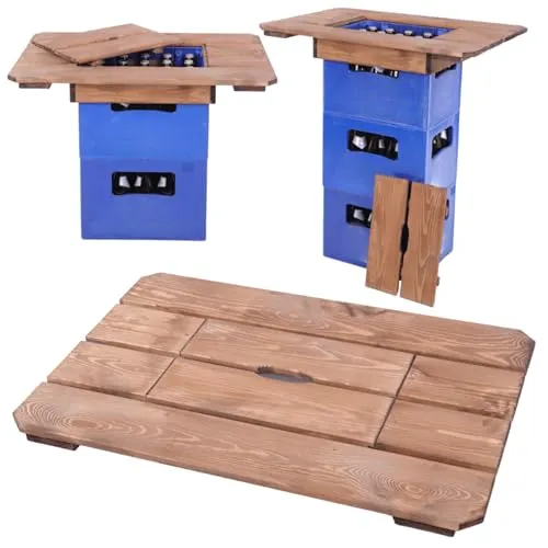 MODO24 Tischaufsatz für Getränkekasten - Bartisch für In- & Outdoor, wetterfest und ideal für Gartenpartys oder Picknicks. Verwandelt jede Bierkiste in einen praktischen Stehtisch mit abschließendem Deckel für Schutz und einfachen Zugriff.