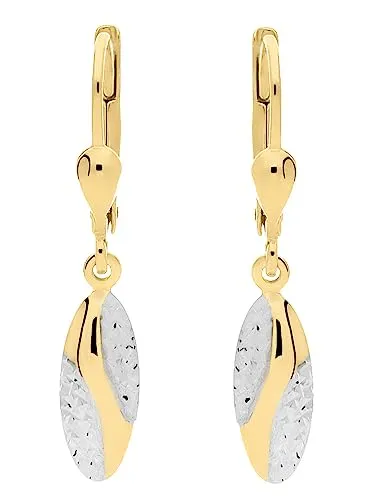 My Gold Damen Ohrringe Gold 333 Hängend (8 Karat) Gelbgold & Weißgold 28mm x 3mm Ohrhänger Aladina O-03975-G362