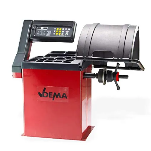 DEMA Reifenwuchtmaschine Top 24 - Radlagerwerkzeuge für präzises Auswuchten von Stahl- und Alufelgen, ausgestattet mit neuester Sensortechnik für eine Messgenauigkeit von ± 1g und effizienten Wuchtprogrammen.