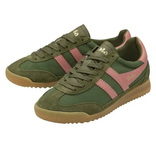 Gola Tornado Sneaker Women military green/coral pink - Freizeitschuhe & Sneaker für Damen mit strapazierfähigem Nylon und Wildleder, kombiniert Retro-Stil mit modernem Komfort für den perfekten Alltagslook.