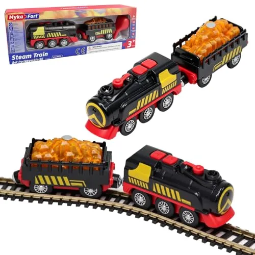 OBEST Toy Train, Eisenbahn Elektrische lok Holzeisenbahn Zug, Spielzeugauto Junge Kinder, Lokomotivzug(Magnetverbindung), Kompatibel mit Holzschienen Kinder Spielzeug, Rot