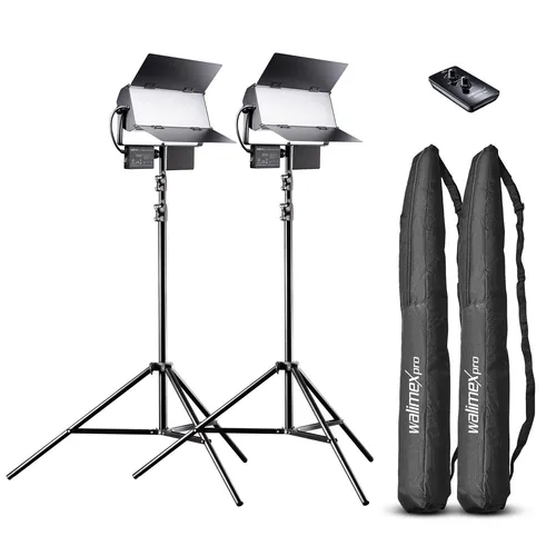 Walimex pro LED Sirius 160 Daylight 2er Set - Dauerlichter Set mit 2x 65W Daylight Flächenleuchten, 6000 Lumen, dimmbar, ideal für professionelle Foto- und Videoaufnahmen.