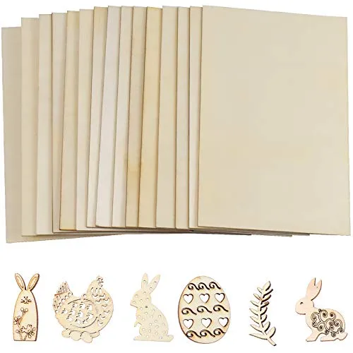 AvoDovA 15Stk Sperrholz Platten 1.5mm, 15 x 10 cm Dünne Sperrholzplatte, Holz zum Basteln und Bemalen, Leere Holzscheiben, Holzplatte Rechteck für Holzhandwerk, DIY Ostereier Kunsthandwerk Dekoration