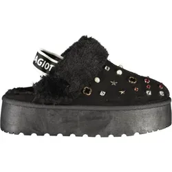 Schuhe Laura Biagiotti 9269neblack40 - Elegante Damen-Pantoletten in Dunkelrot - Größe 40 - Stylische Damen-Pantoletten mit schickem Fell und funkelnden Strasssteinen. Perfekt für modebewusste Frauen, die auch an kühlen Tagen Komfort und Eleganz schätzen. Ideal für den ganzjährigen Einsatz.
